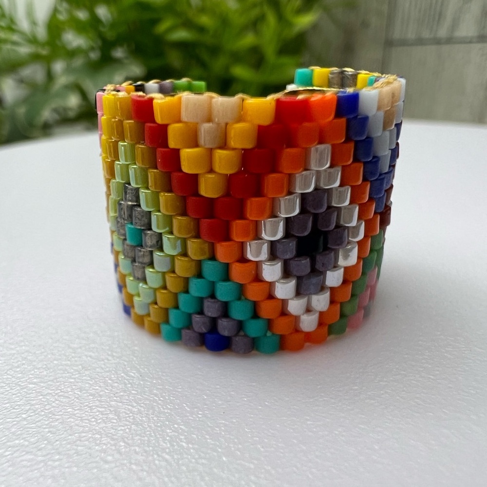 Geometric Pattern Stylish Miyuki Beaded Adjustable Rings - Trendy Boho Rings - Picture 5 of 12